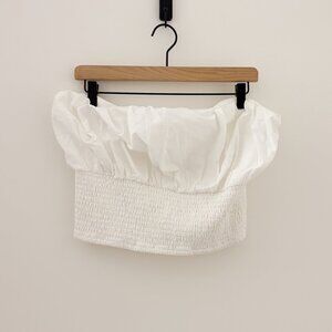 Anthropologie Maeve White Strapless Cropped Top